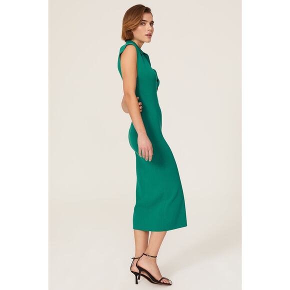 A.L.C. Taylor Knit Green Sleeveless Collared Midi Dress Size XS - Picture 2 of 13